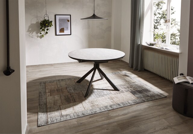 CASAVANTI Esstisch rund DEVENTER 120-160 cm hellgrau