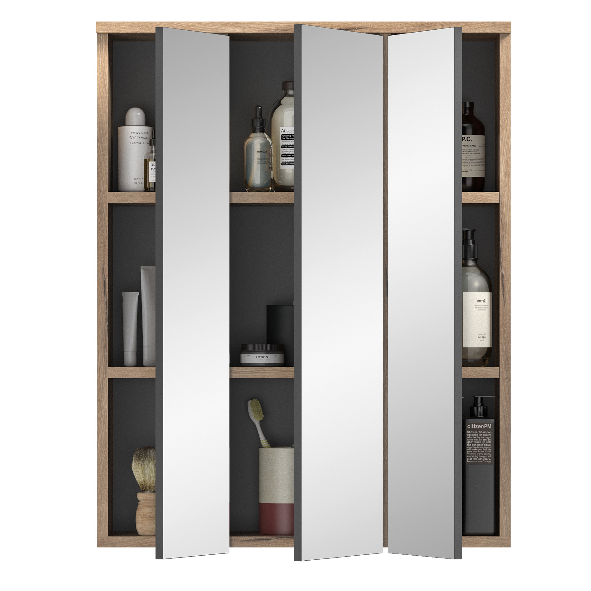 Spiegelschrank MASON - Nox Oak - mit Beleuchtung - 60 cm