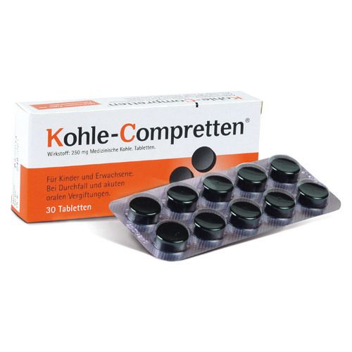KOHLE Compretten bei oralen Vergiftungen und Durchfall