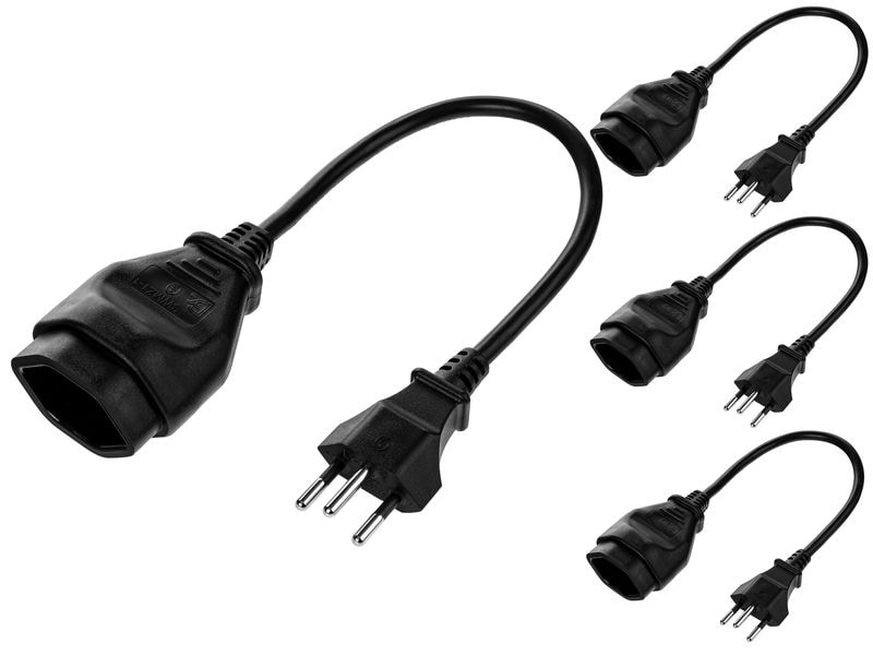 FURBER.power Verlängerungskabel T13-T12 0.2 m, 4 Stück Stromkabel H05 VV-F 3G1.00