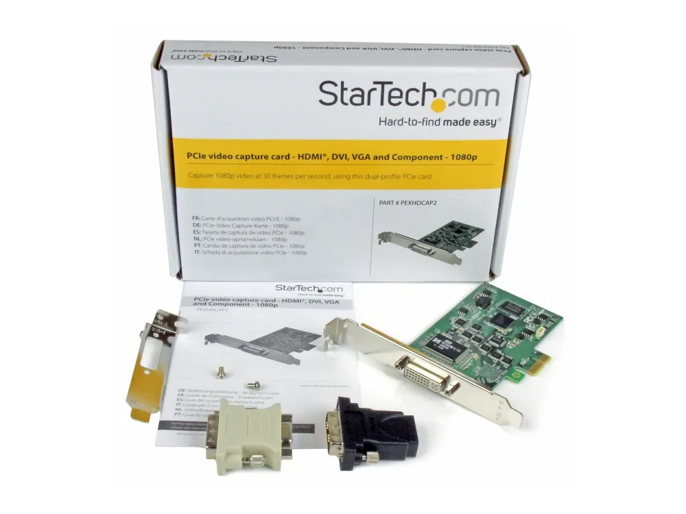 StarTech.com PCIe Video Capture Card - PCIe Capture Card - 1080P - HDMI, VGA, DVI, & Component - Capture Card (PEXHDCAP2) - Videooptagelsesadapter - PCIe - for P/N: BNDTB10GI, BNDTB210GSFP, BNDTB310GNDP, BNDTB410GSFP, BNDTB4M2E1, BNDTBUSB3142