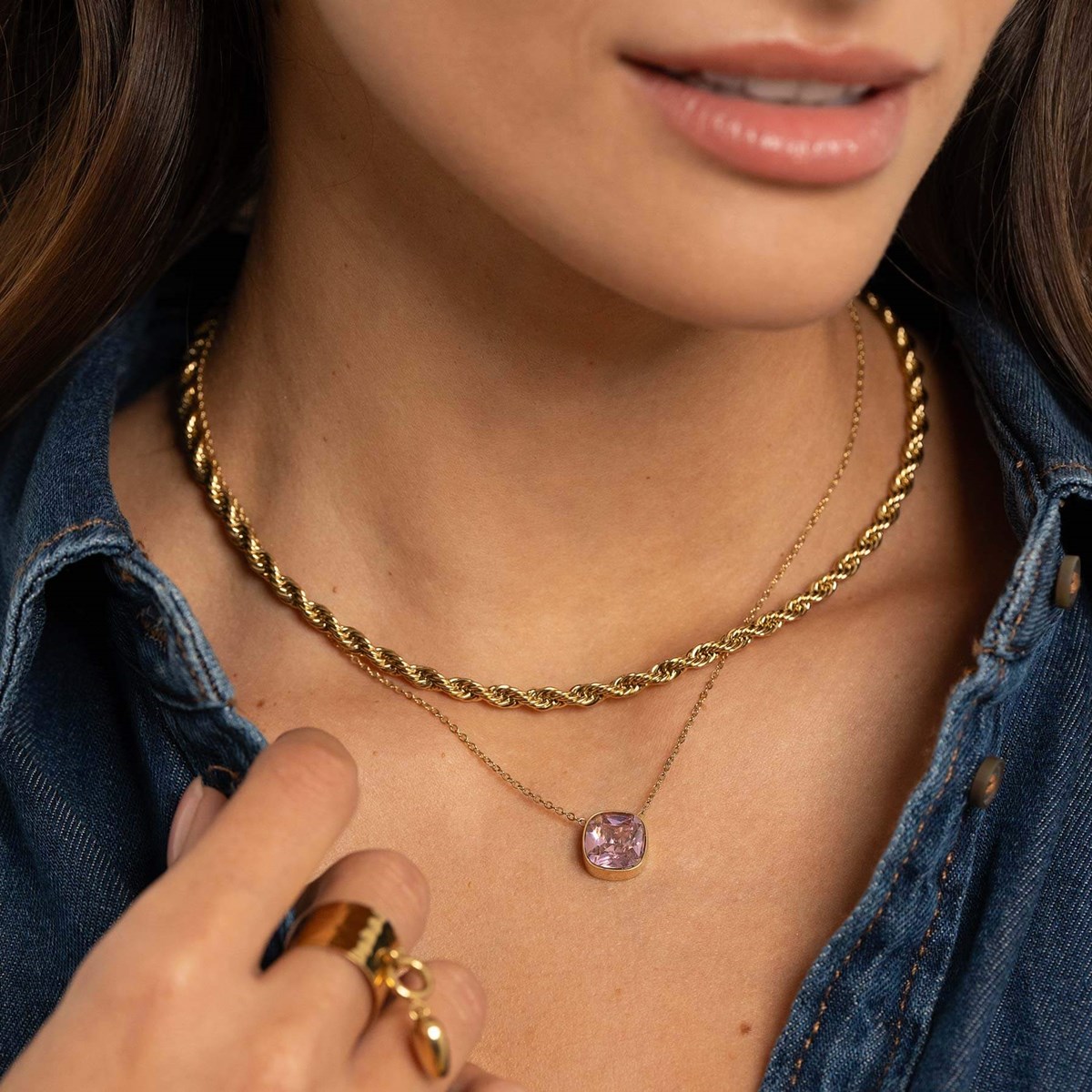 Collier Luz Zircon rose