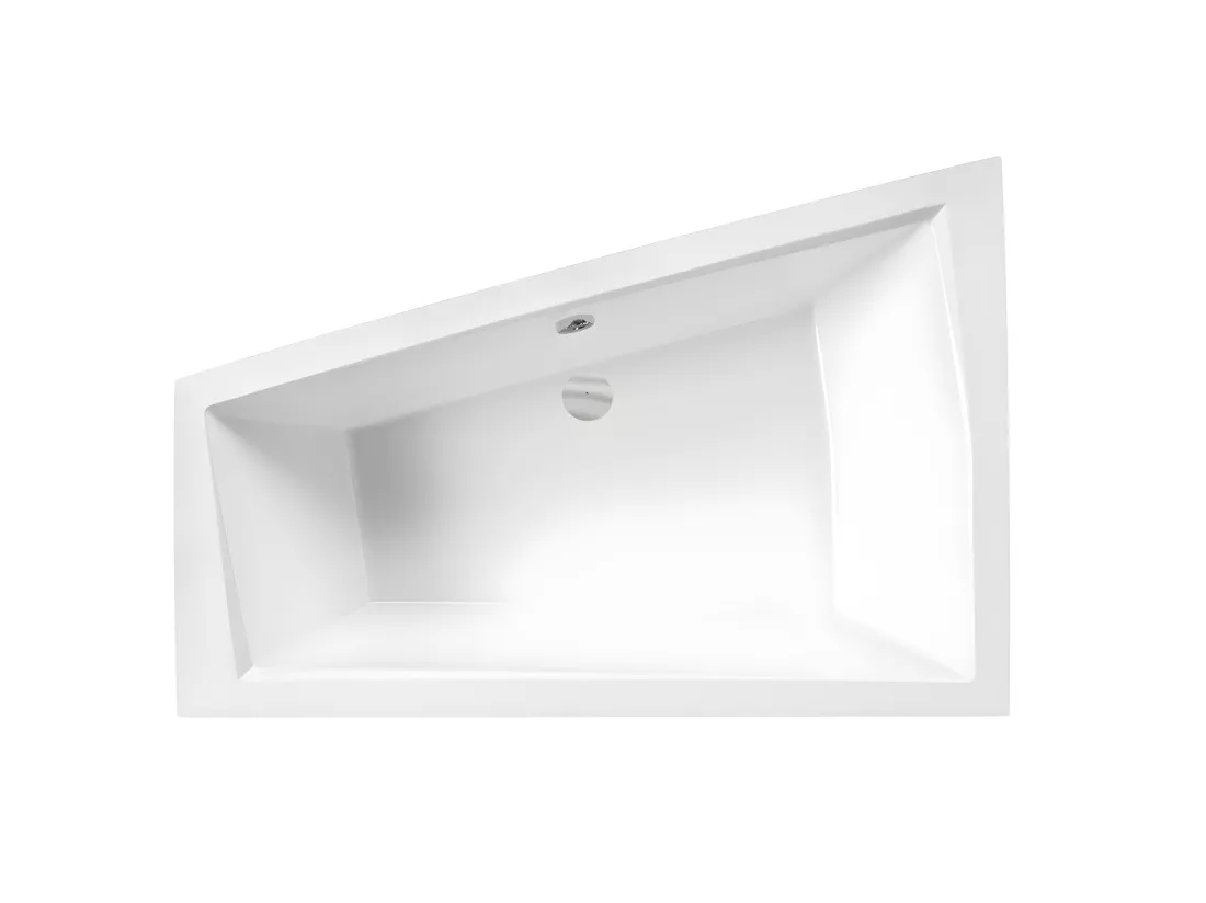 Baignoire asymétrique + tablier blanc + repose tête - INTIMA DUO - 170 x 125 cm - Droite