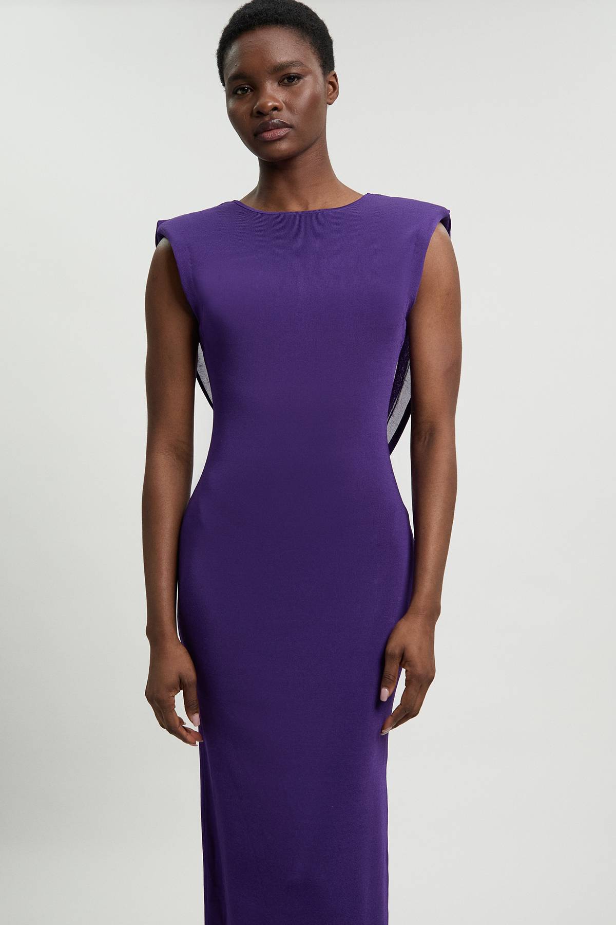 KarenMillen Robe Longue Tricot Petite Taille Mélange Viscose Drapée Dos Plongeant