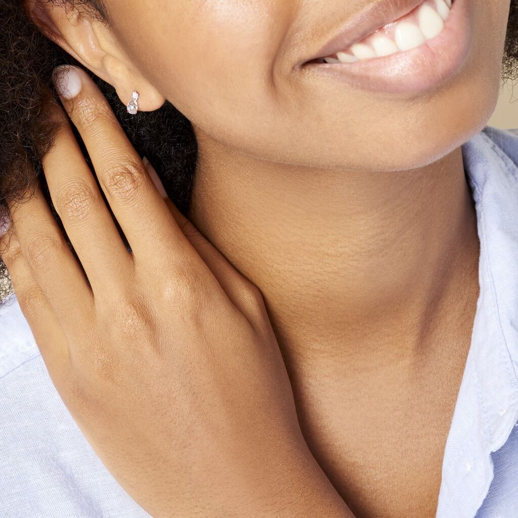 Boucles D'oreilles Pendantes Jordaine Or Blanc Oxydes