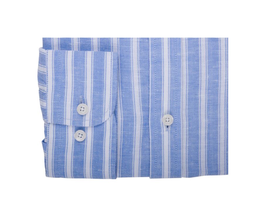 Chemise coton lin rayée bleue et blanche - SIMONIN