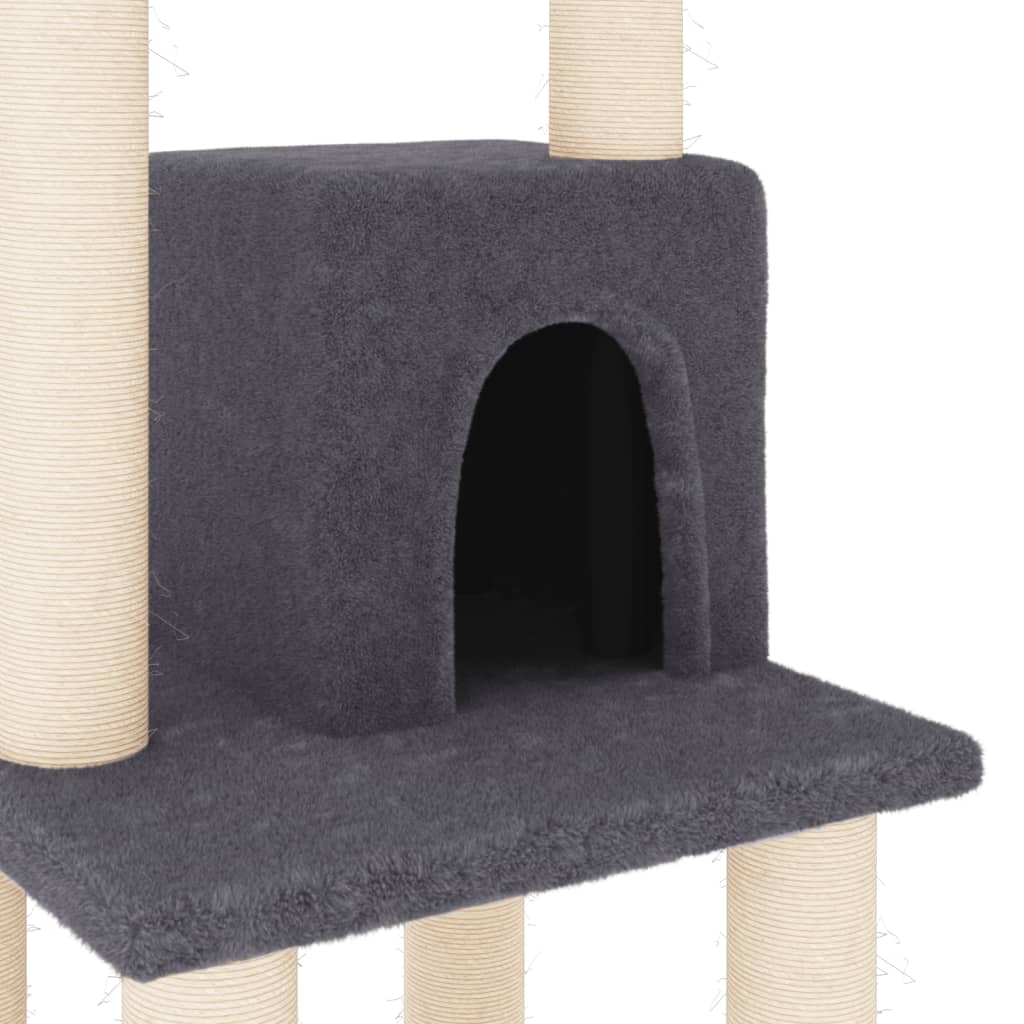 Arranhador para gatos Vidaxl com caverna cinza