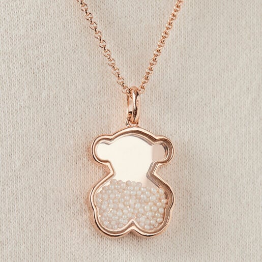 Pingente Areia com banho de ouro rosa 18k sobre prata e pérolas.