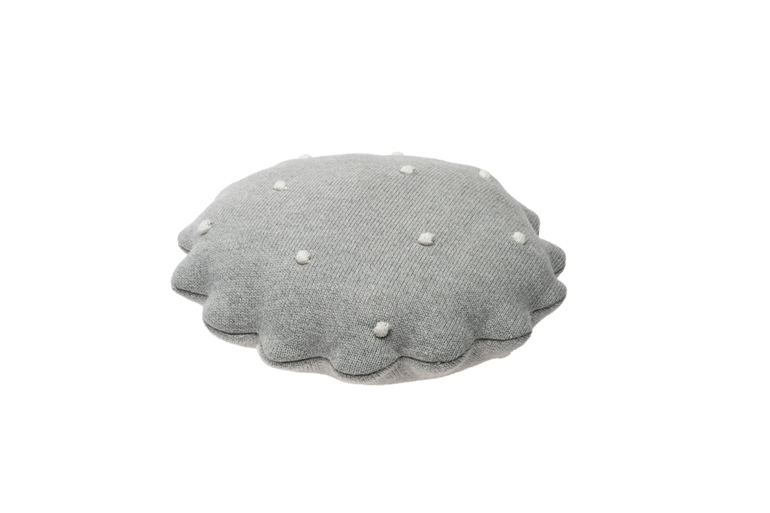 BISCUIT - Coussin rond en coton tricoté | Gris