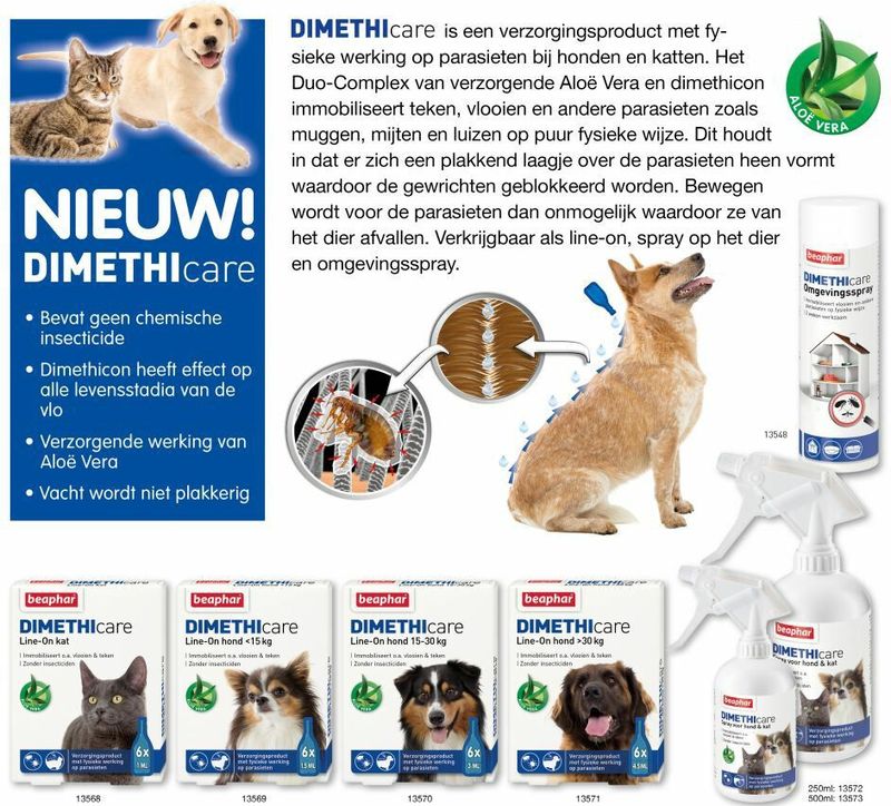 Beaphar - DIMETHIcare - Anti Teken- en Vlooiendruppels - Hond - 6 Pipetten