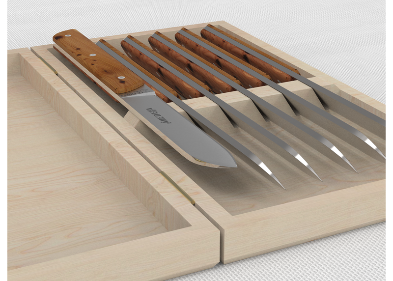 Service de 6 couteaux de table avec un manche en bois de genévrier et lame en acier inoxydable