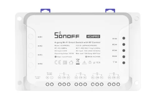 Sonoff 4CHPROR3, Intelligent kontakt, Trådløs, 2483 MHz, Hvid, WPA, WPA2, 120 - 240 V