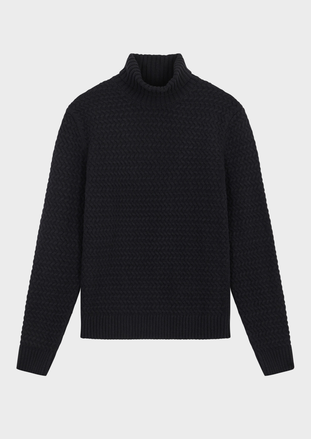 Pull col roulé en laine mélangée unie noire