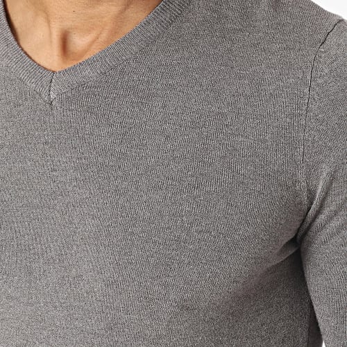 Pull Col V Gris Chiné