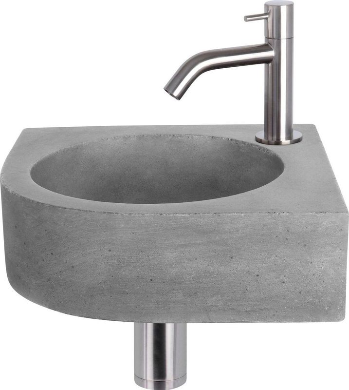Differnz - Cleo - Fonteinset - Donker Grijs - Beton - Met Kraan Gebogen Mat Chroom