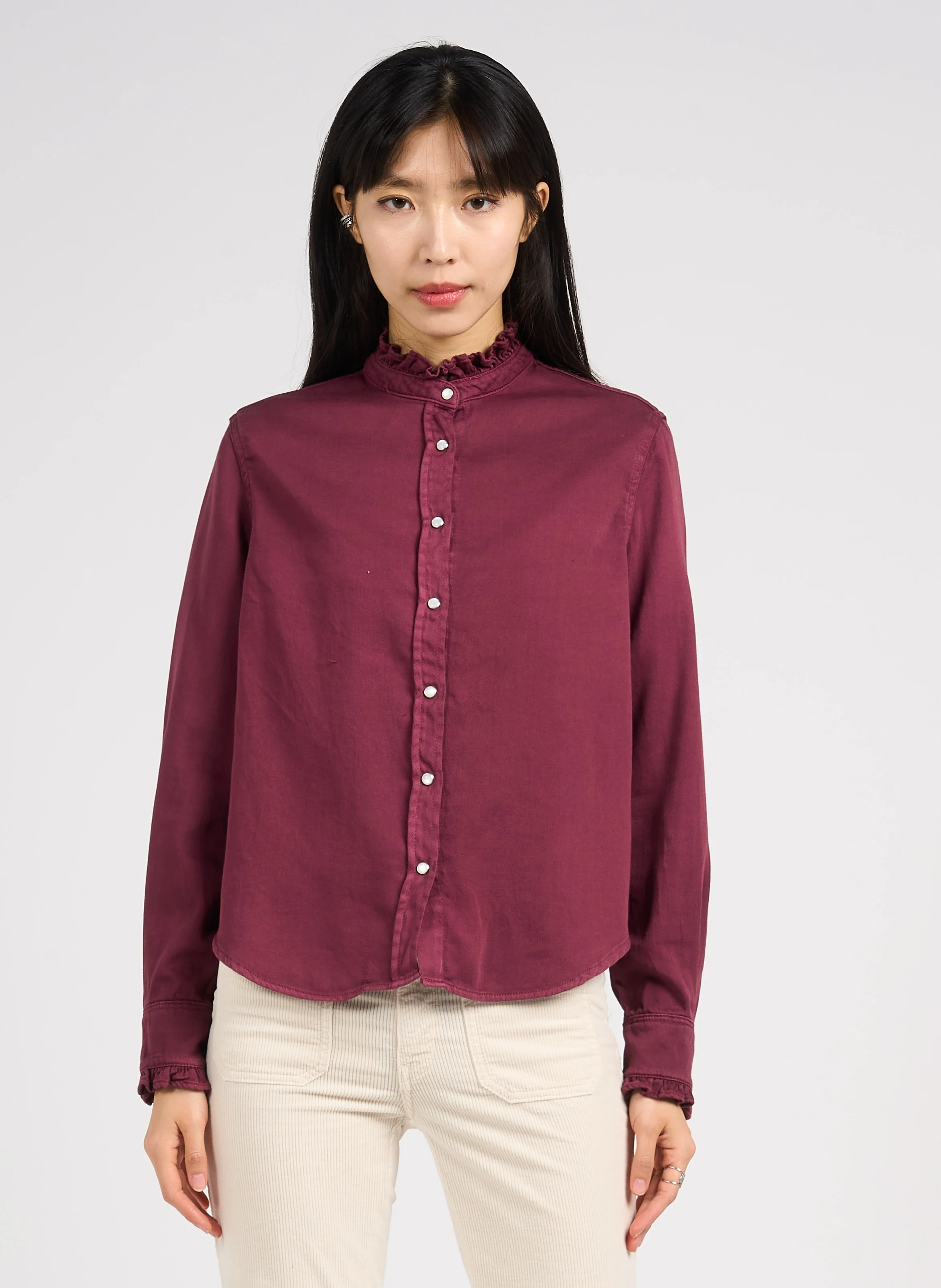 GABY - Chemise col victorien en coton| Violet