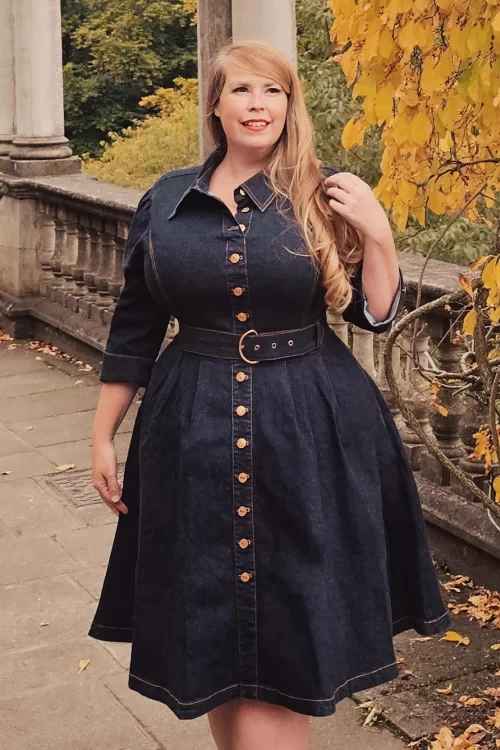 Rock-a-Booty Lisa Swingjurk in donker denim blauw