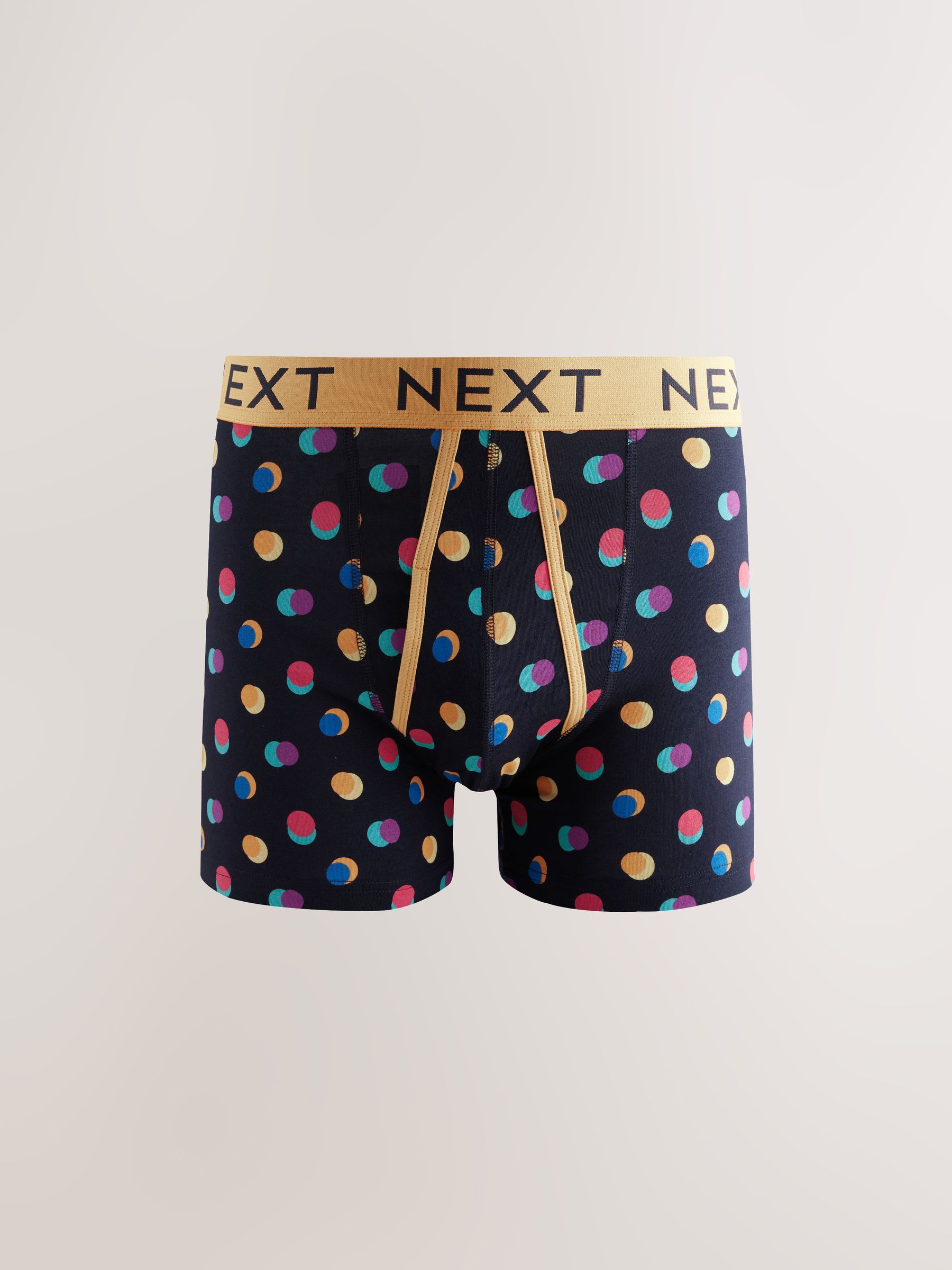 Marineblauwe kleur met opvallende stippen en strepen - Verpakking van 10 - Boxershorts met A-voorkant