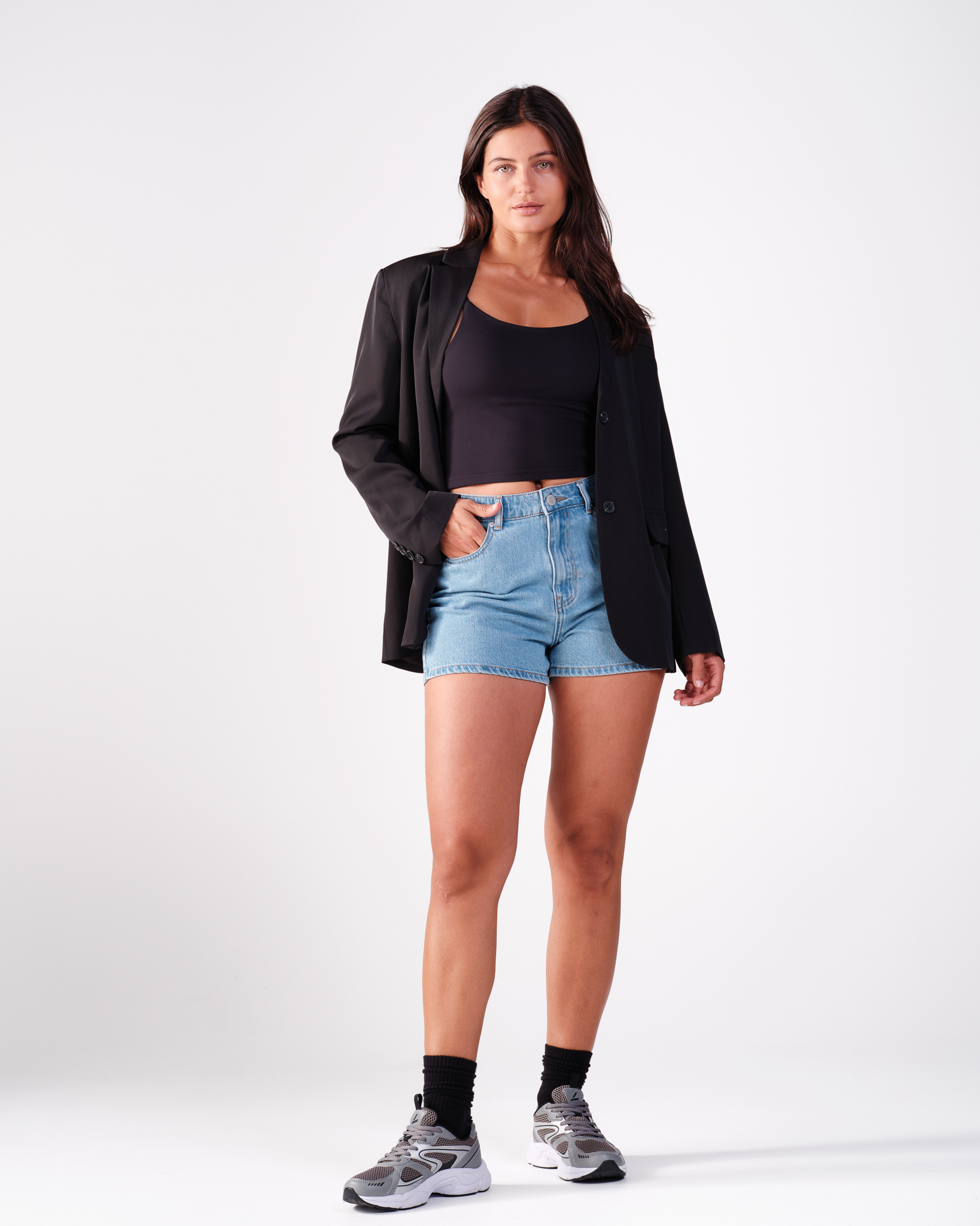 Weightless Line Denim Shorts Light Blue