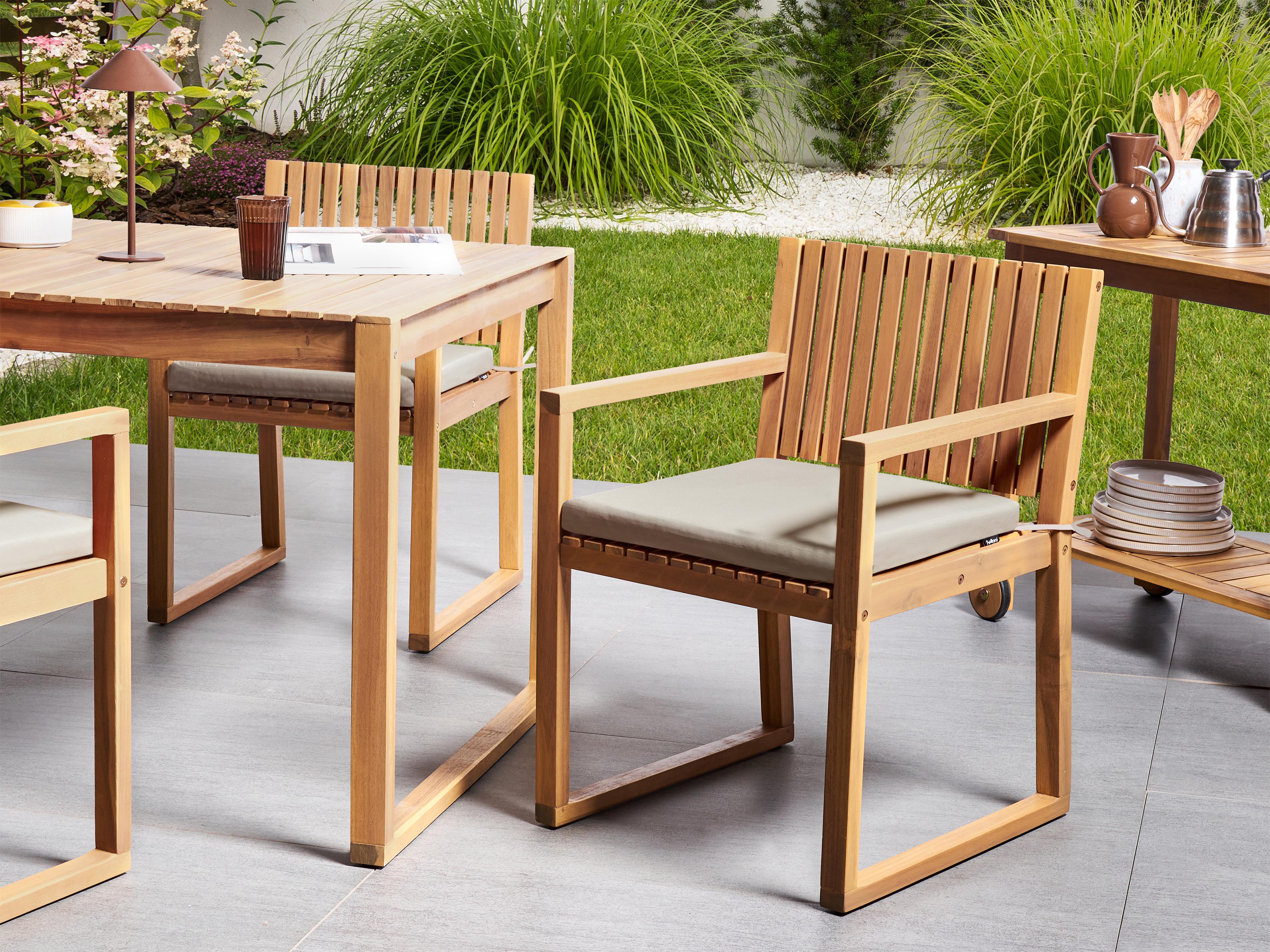 Set van 8 tuinzitkussens SASSARI PREMIUM 46 x 46 cm Taupe