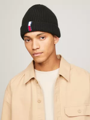 Gorro de malha canelada com logotipo
