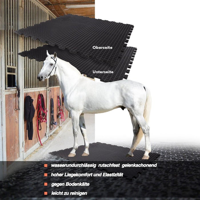 Buffelrubber puzzel stalmat - stalvloer - waterafstotende vloermat - met noppen aan beide zijden - 100 x 100 cm