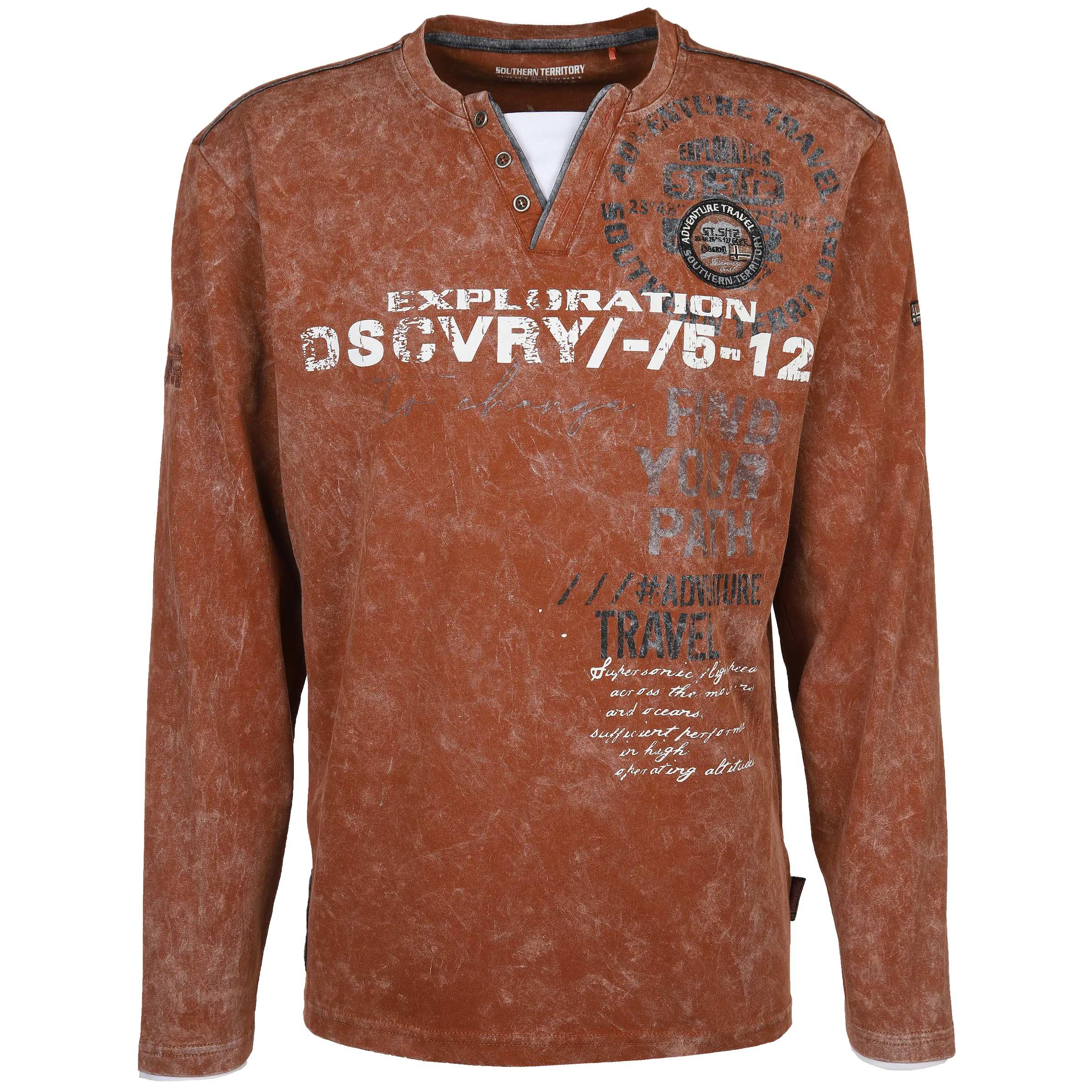 Herren Henleyshirt mit 2in1 Kragen