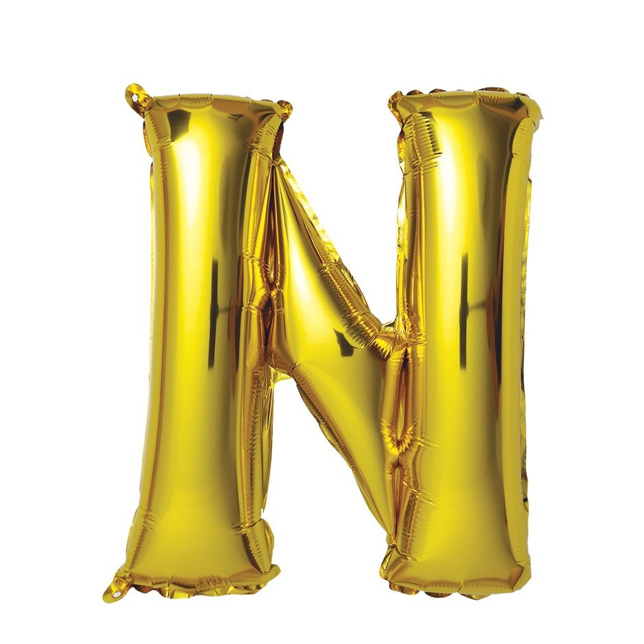 (80cm) Buchstaben Ballon Geburtstags Party Luftballon Folienballon - Buchstabe N / Gold