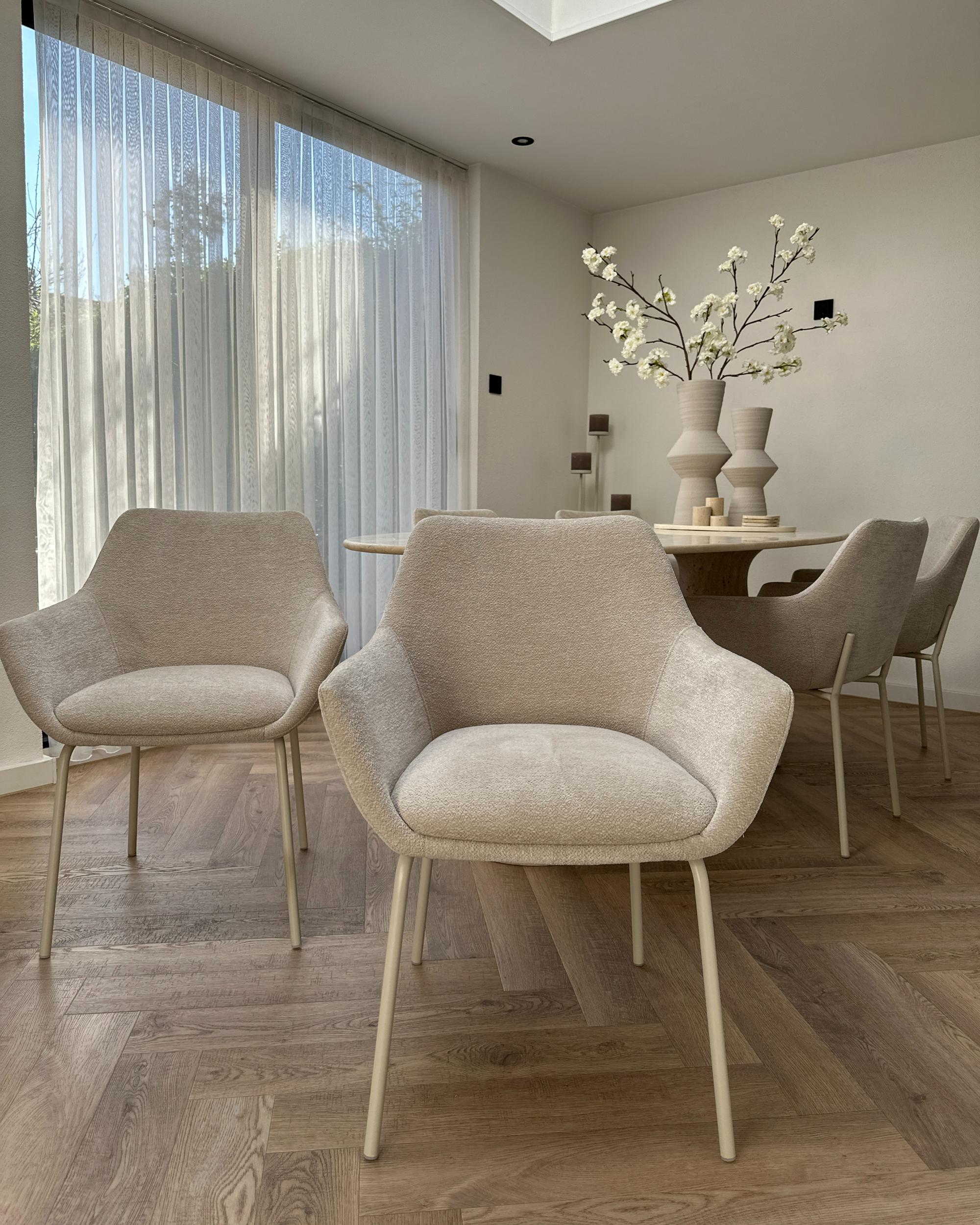 Set van 2 eetkamerstoelen BOWDON Chenille Lichtbeige