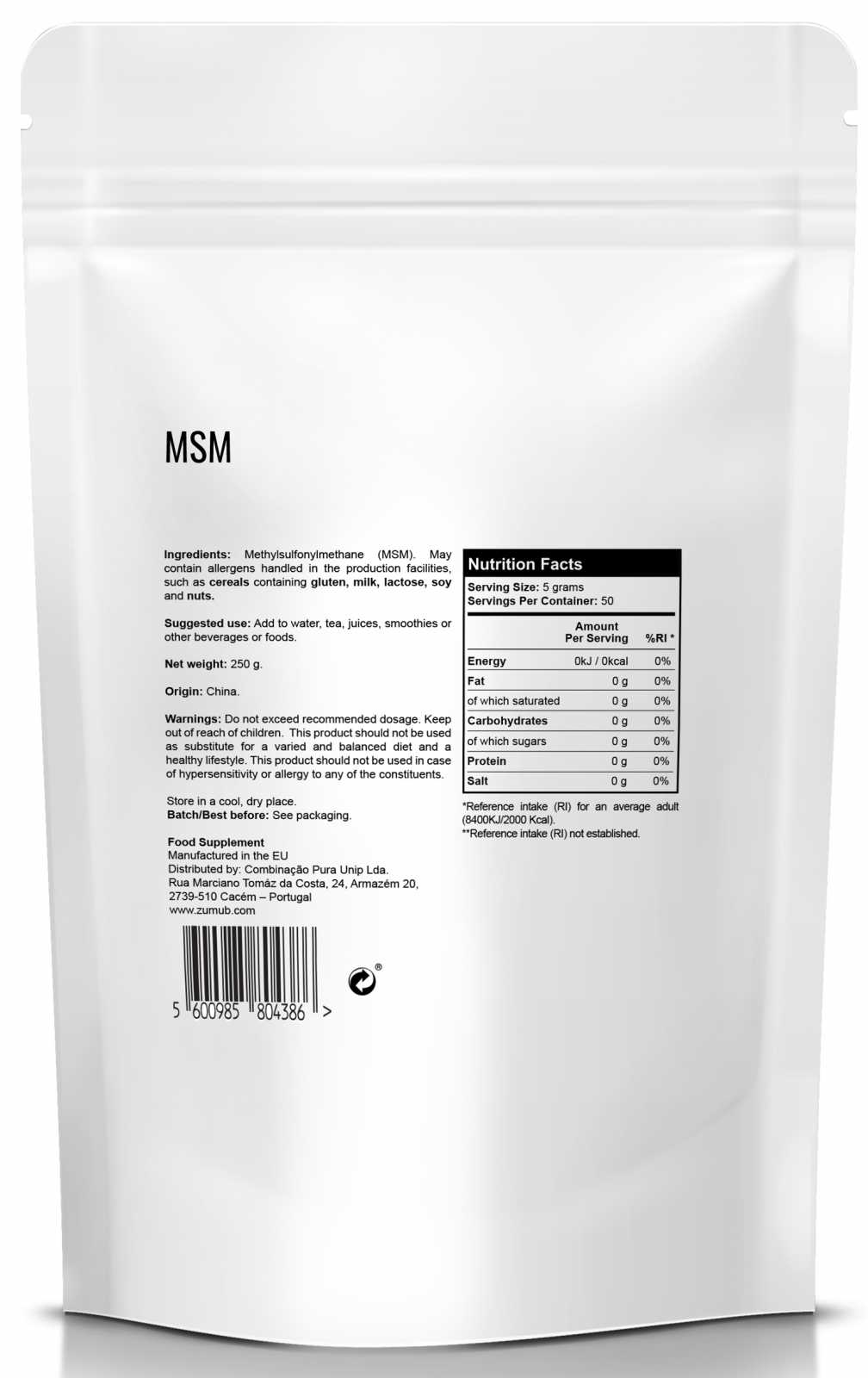 Pó de MSM Zumub 250g