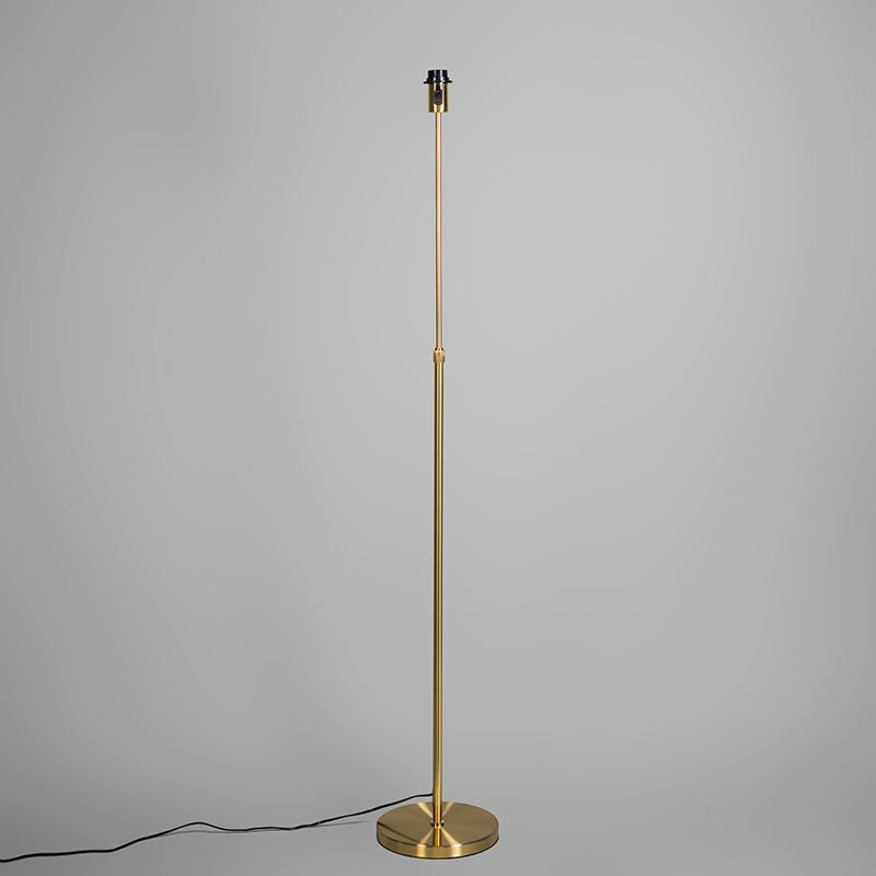QAZQA - Klassieke I Antieke Staande Lamp I Staande Lamp I Lamp I Lamp Goud I Messing I Messing met Zwarte Kap 45 cm Verstelbaar - Deel I Woonkamer I Slaapkamer - Stalen Cilinder I