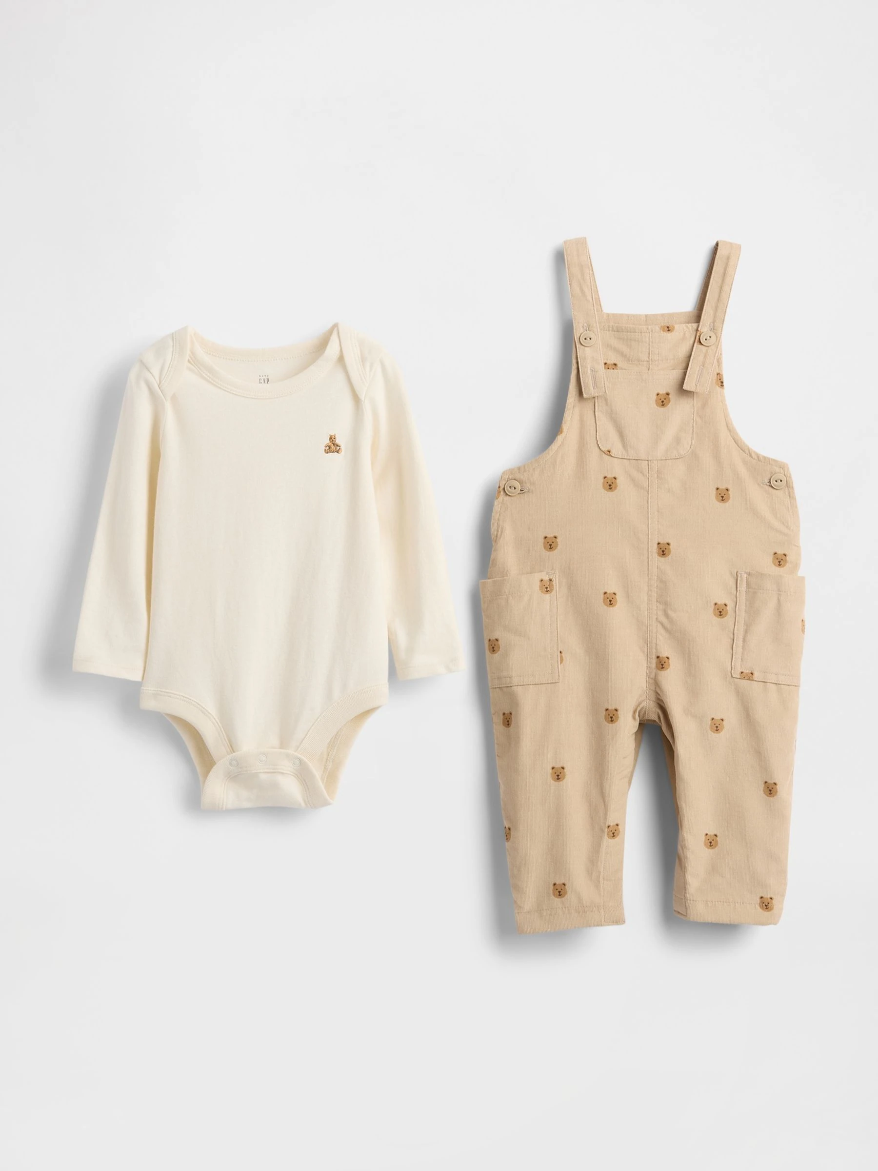 Beige - Gap corduroy overall set (0-24mnd)
