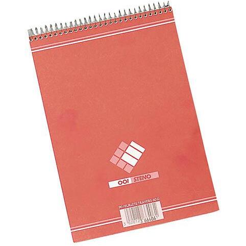 Bloc sténo Office Oxford 14,8 x 21 cm spirales orange - 90 feuilles lignées