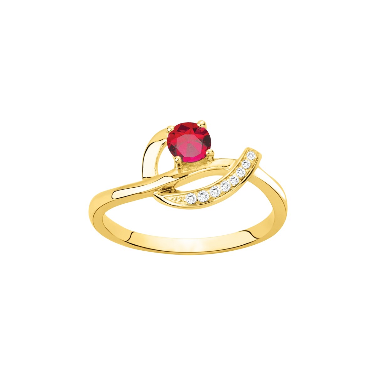 Bague en Plaqué Or avec spinelle rouge rubis