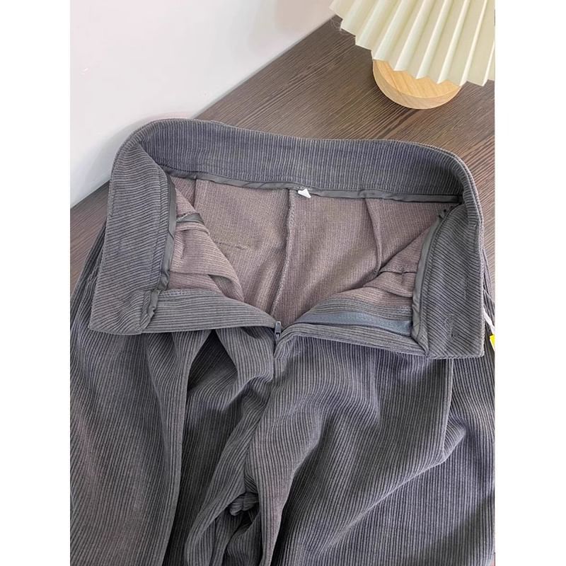 Alhambra - Hoge taille effen corduroy rechte broek