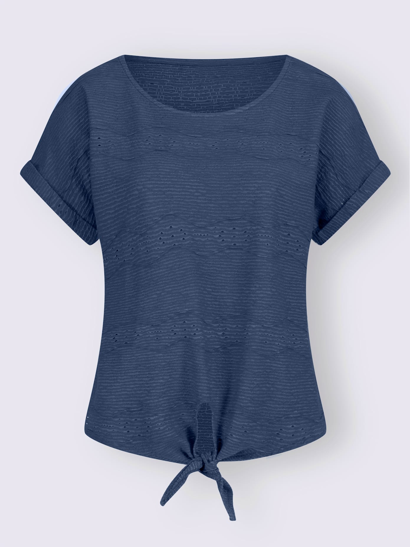 T-shirt à encolure ronde jacquard en jersey tendance