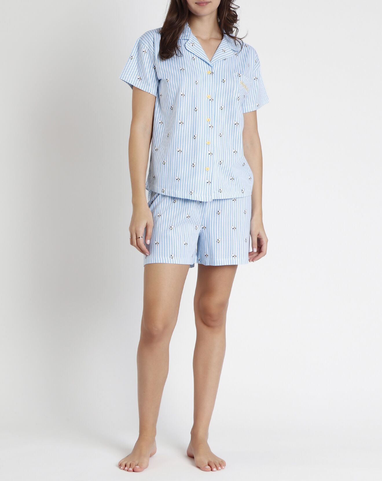 Peanuts Pyjama Chemise & Short Violette bleu