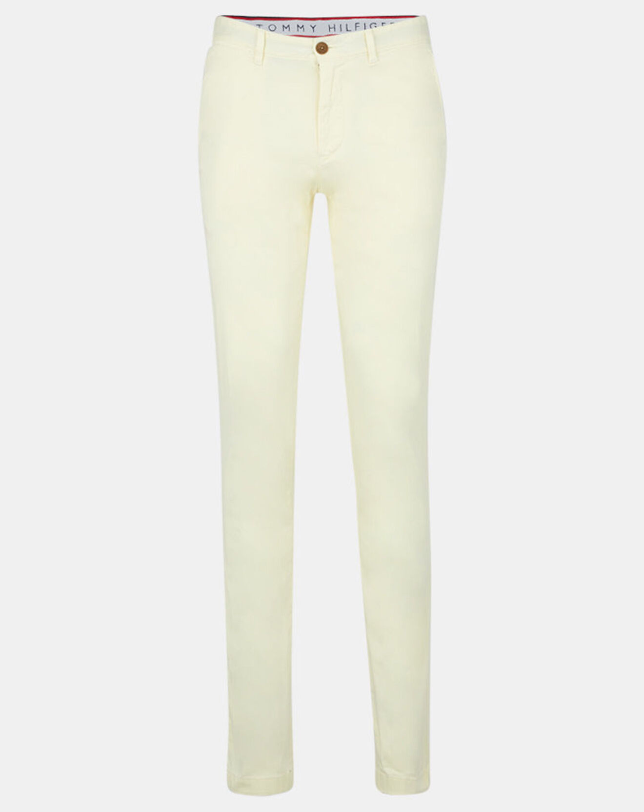 Tommy Hilfiger Pantalon Slim en Coton Bio mélangé  Bleecker Th Flex Satin Gmd écru