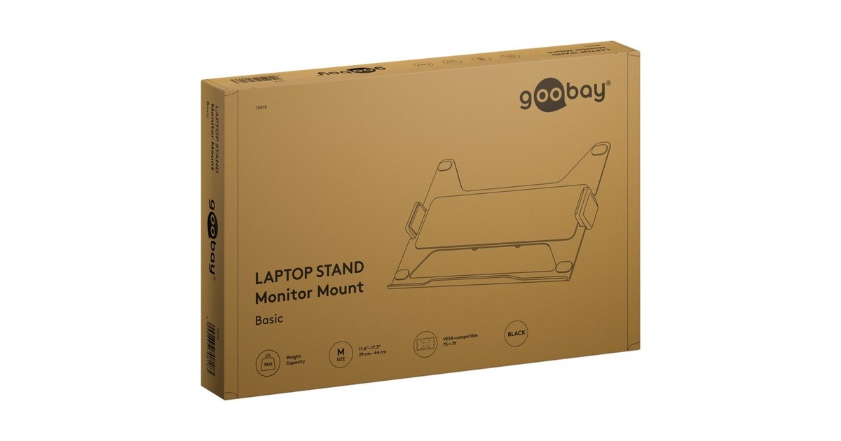 goobayDeLuxe laptophouder voor monitorarm, 11,6 tot 17,3 inch standaard  (Zwart)