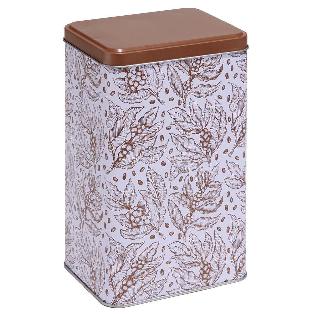 Boîte en métal imprimé feuillage 13x10xH20cm