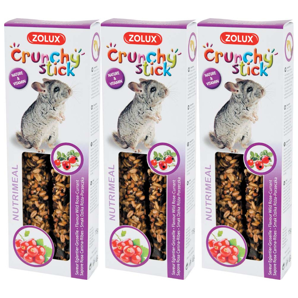 Crunchy stick pour chinchillas saveur églantine et groseilles (lot de 3)