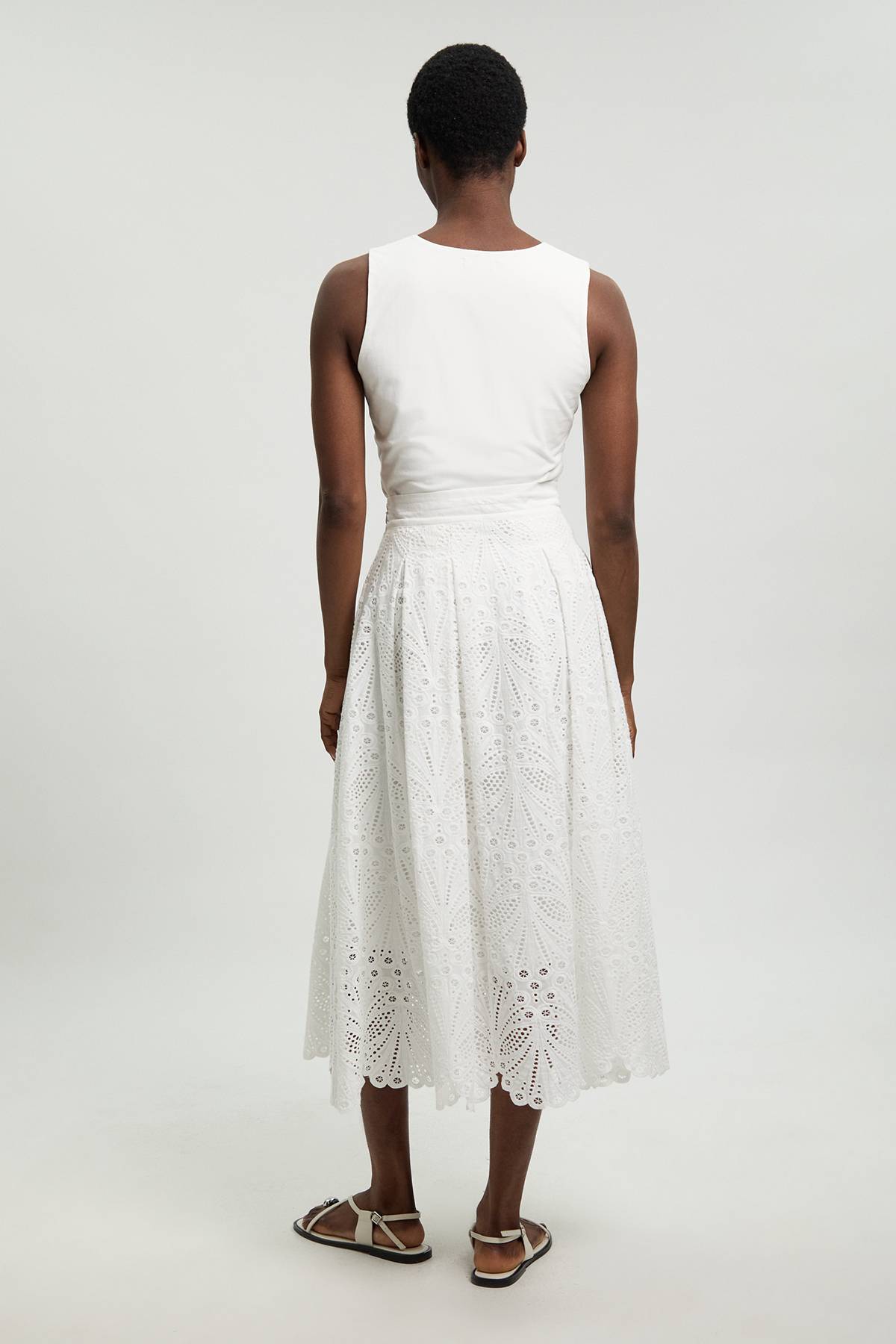 KarenMillen Jupe Longue Broderie Anglaise En Coton