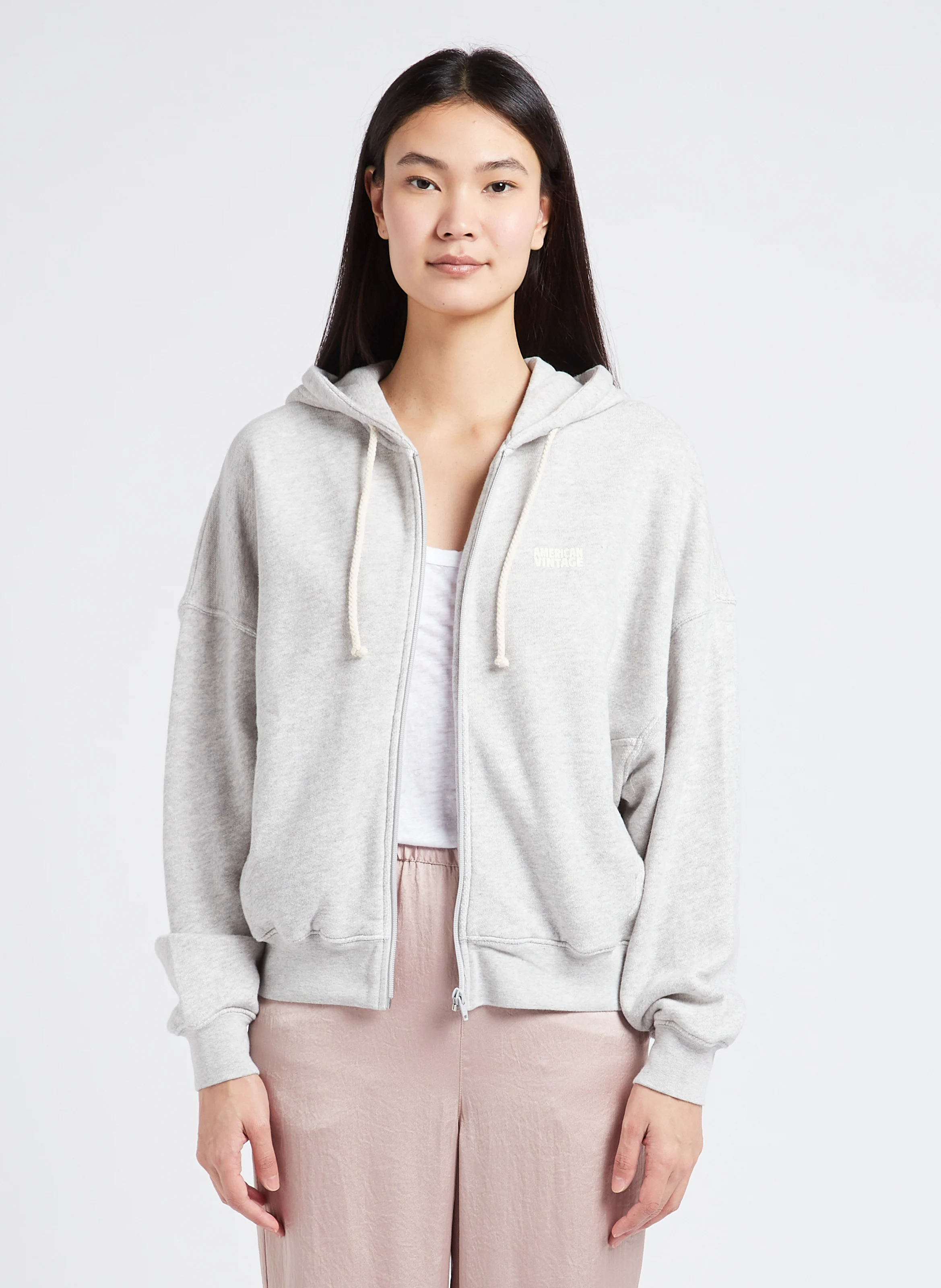 KODYTOWN - Sweat à capuche zippé et sérigraphié en coton bio | Gris