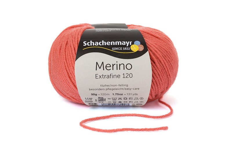 Handstrickgarn MERINO EXTRAFINE 120 - koralle - 50g