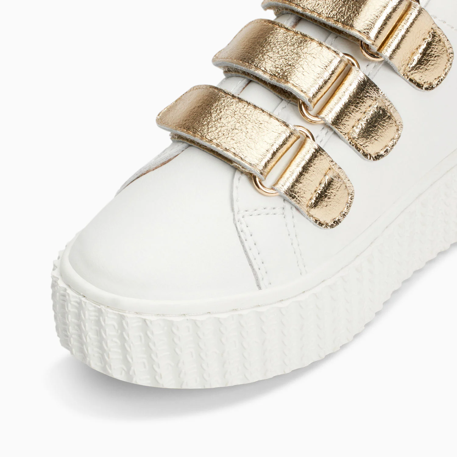 Sneakers-Baskets éclair Mini Marilou blanc et champagne à scratchs