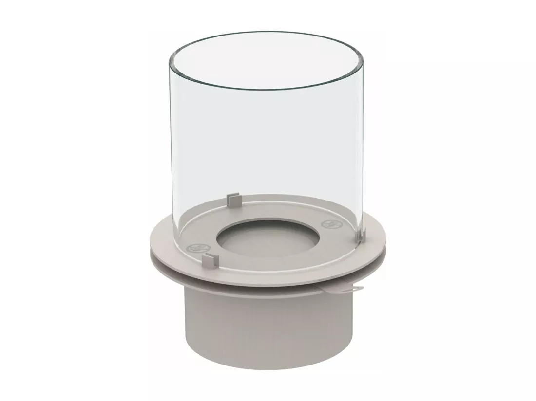 Brûleur rond avec verre pour cheminée au bioéthanol, biocheminée en acier inoxydable 1,5 lt d.25