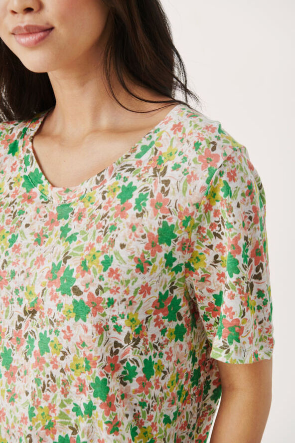 Part Two NemiasPW TS - 100% Hør Green flower print