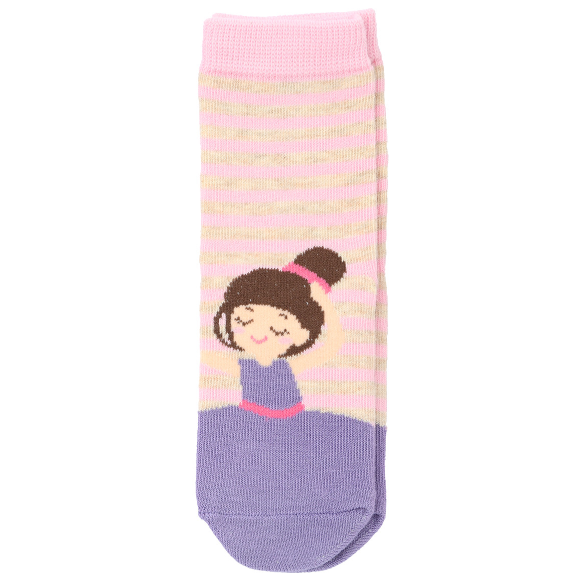 Topolino 5 Paar Mädchen Socken mit Ballerinas dunkelrosa / rosa / cremeweiss
