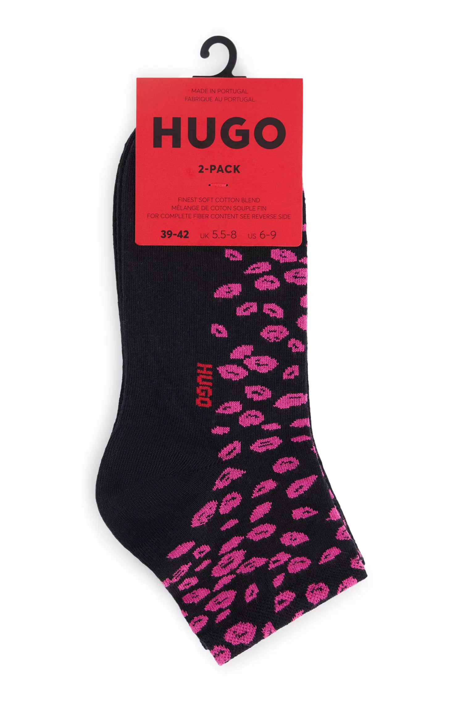 HUGO Vermelho - Pacote com duas meias curtas de algodão misto