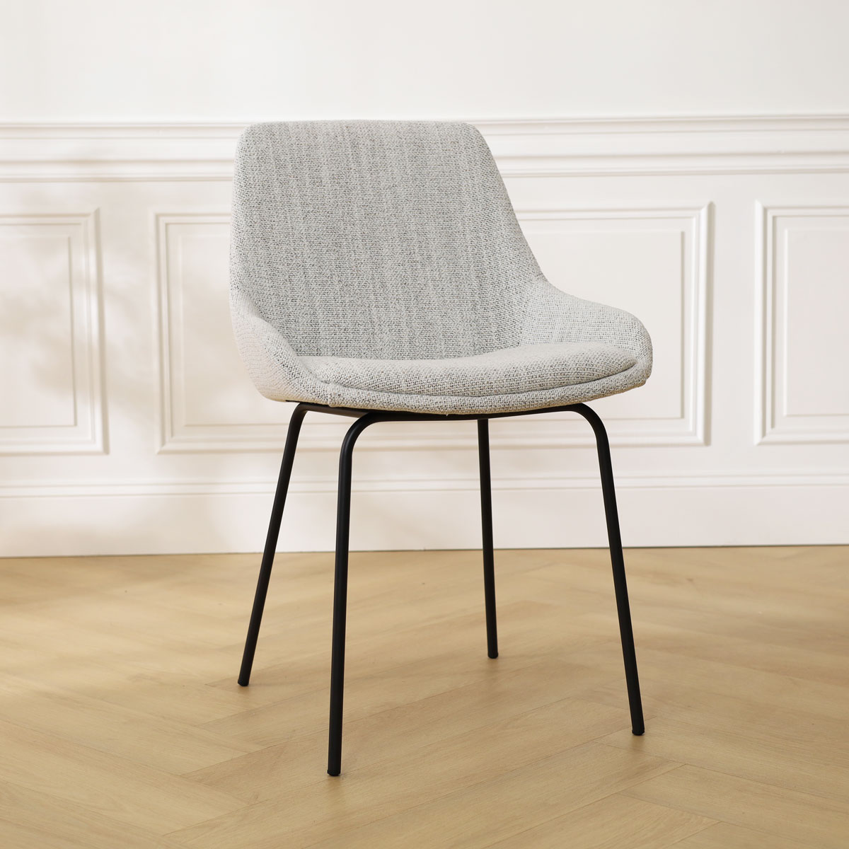 Eetkamerstoel Nora-Isa grijs beige gemêleerd - zwart